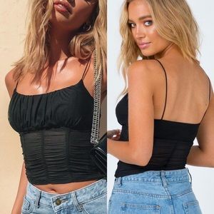 Princess Polly Concordia Mesh Ruched Top NWOT